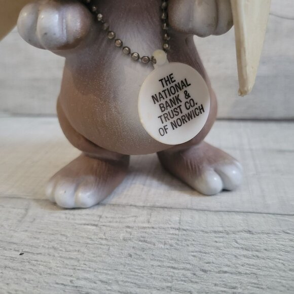 Vintage Sad Puppy Dog Figurine Bank By RDE 69 With Chain Tag - Brown & White - Picture 3 of 8